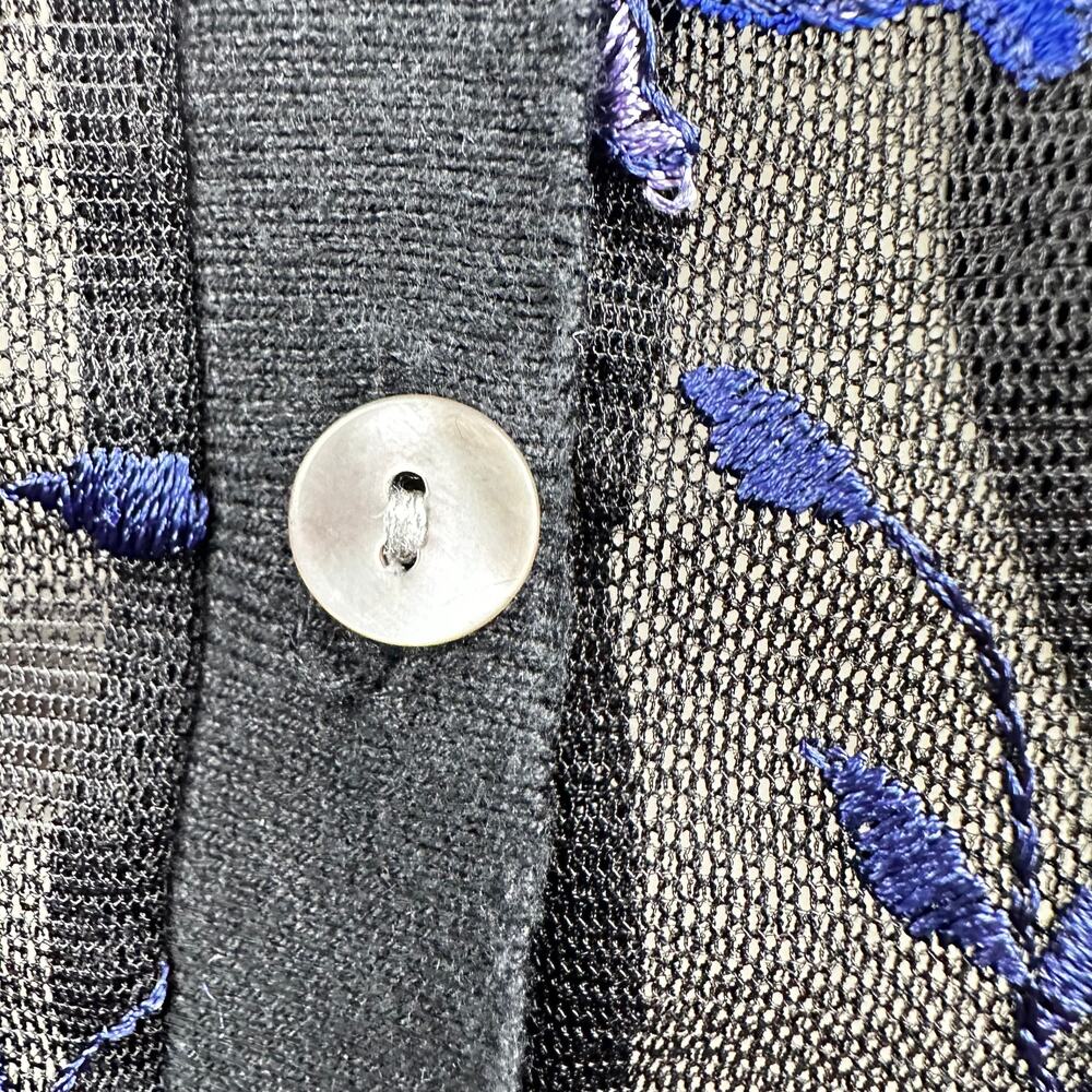 A New Day Embroidered Sheer Cardigan Floral Black Opalescent Buttons Women's M - Picture 4 of 10